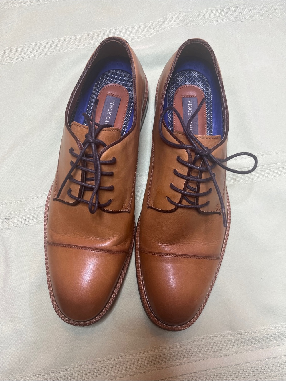 Vince Camuto Men's Brown Leather Cap-Toe Oxfords